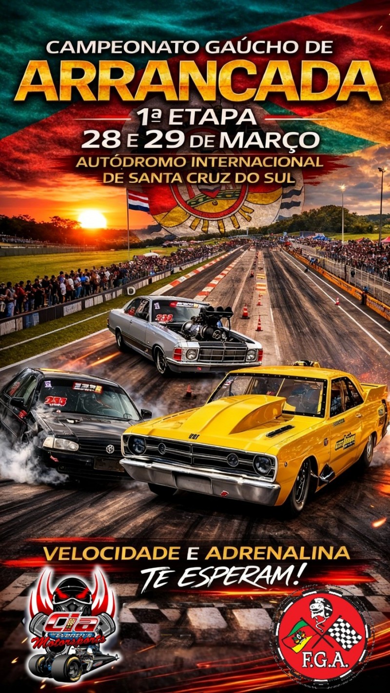1ª Etapa Campeonato Gaúcho de Arrancada 2026 - 28/03/2026 a 29/03/2026 - Autódromo Internacional de Santa Cruz do Sul/RS